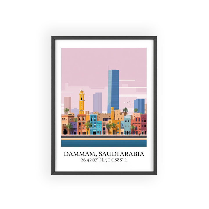 Dammam Art, Dammam Retro Travel Art, Dammam Home Decor, Dammam Gift, Saudi Arabia Travel Art, Travel Prints, Housewarming Gift