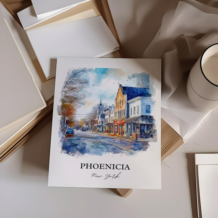 Phoenicia NY Wall Art, Catskills Print, Catskills NY Watercolor Art, Phoenicia New York Gift, Travel Print, Travel Poster, Housewarming Gift