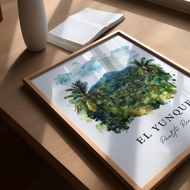 El Yunque PR Wall Art, El Yunque Print, Rio Grande PR Watercolor, El Yunque Puerto Rico Gift,