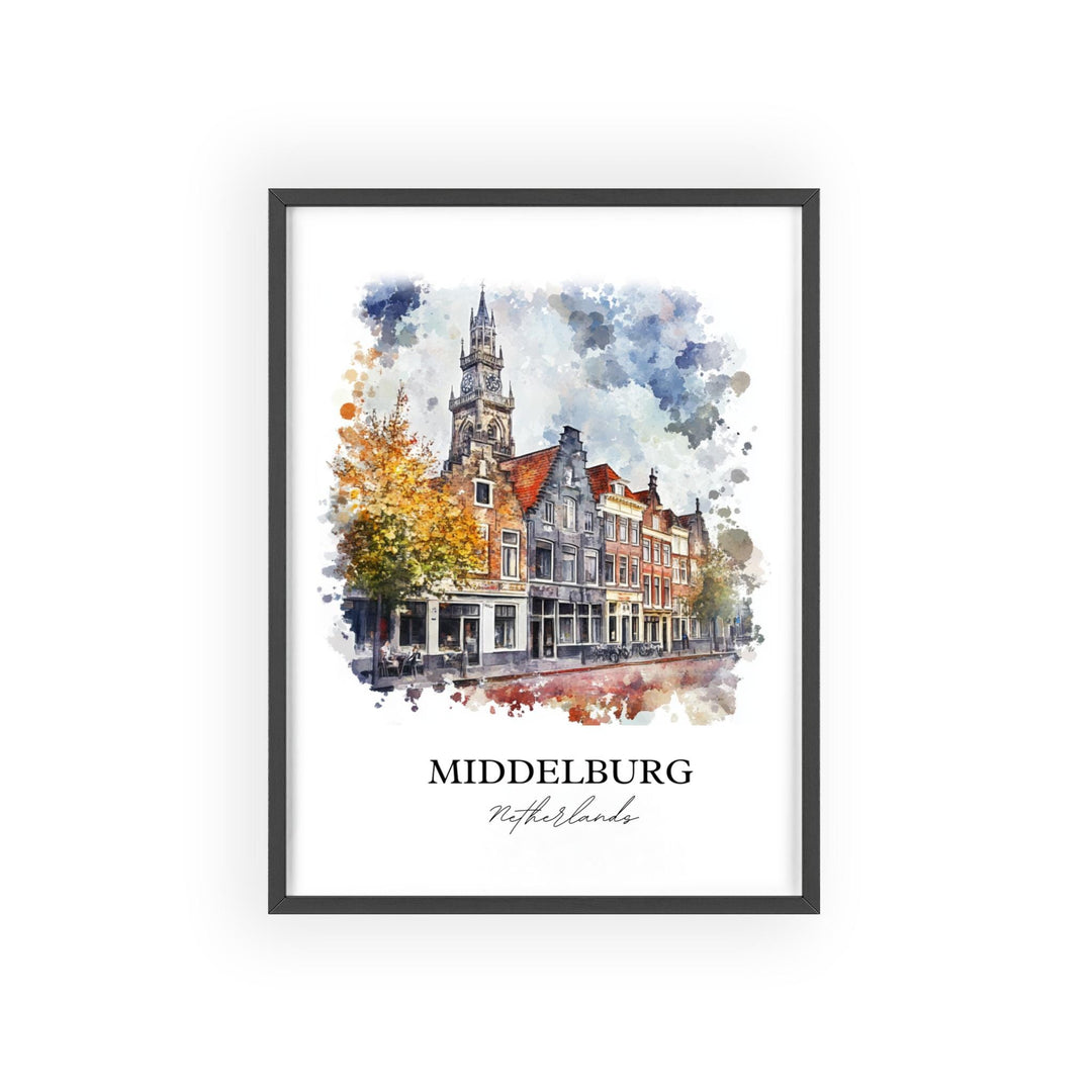 Middelburg Netherlands Art, Zeeland Print, Netherlands Watercolor, Middelburg NLD Gift, Travel Print, Travel Poster, Housewarming Gift