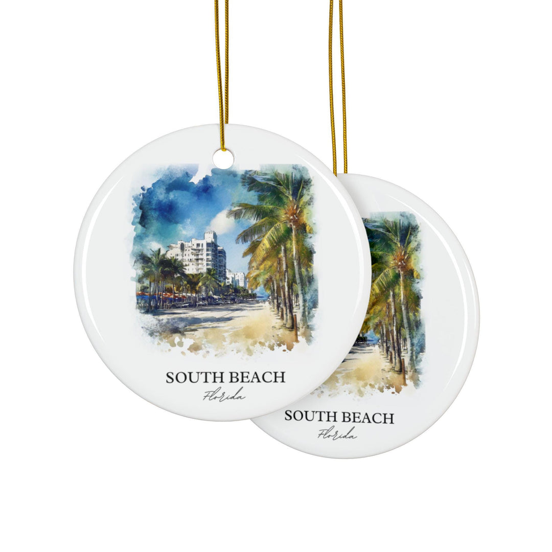 South Beach FL Ornament: Unique Miami Beach Souvenir, South Beach Xmas Decor, and Authentic Miami FL Gift