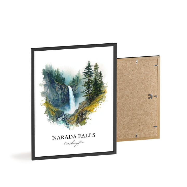 Narada Falls Wall Art, Mount Rainier Print, Washington State Artwork, Narada Falls Gift, Travel Print, Travel Poster, Housewarming Gift