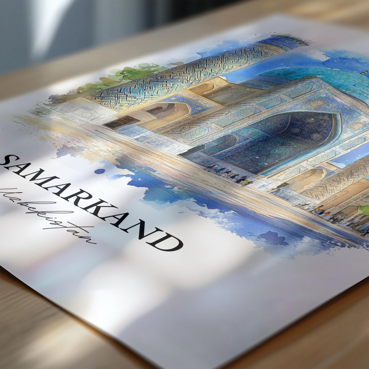 Samarkand Wall Art, Uzbekistan Print, Uzbekistan Watercolor Art, Samarkand Gift, Travel Print, Travel Poster, Housewarming Gift