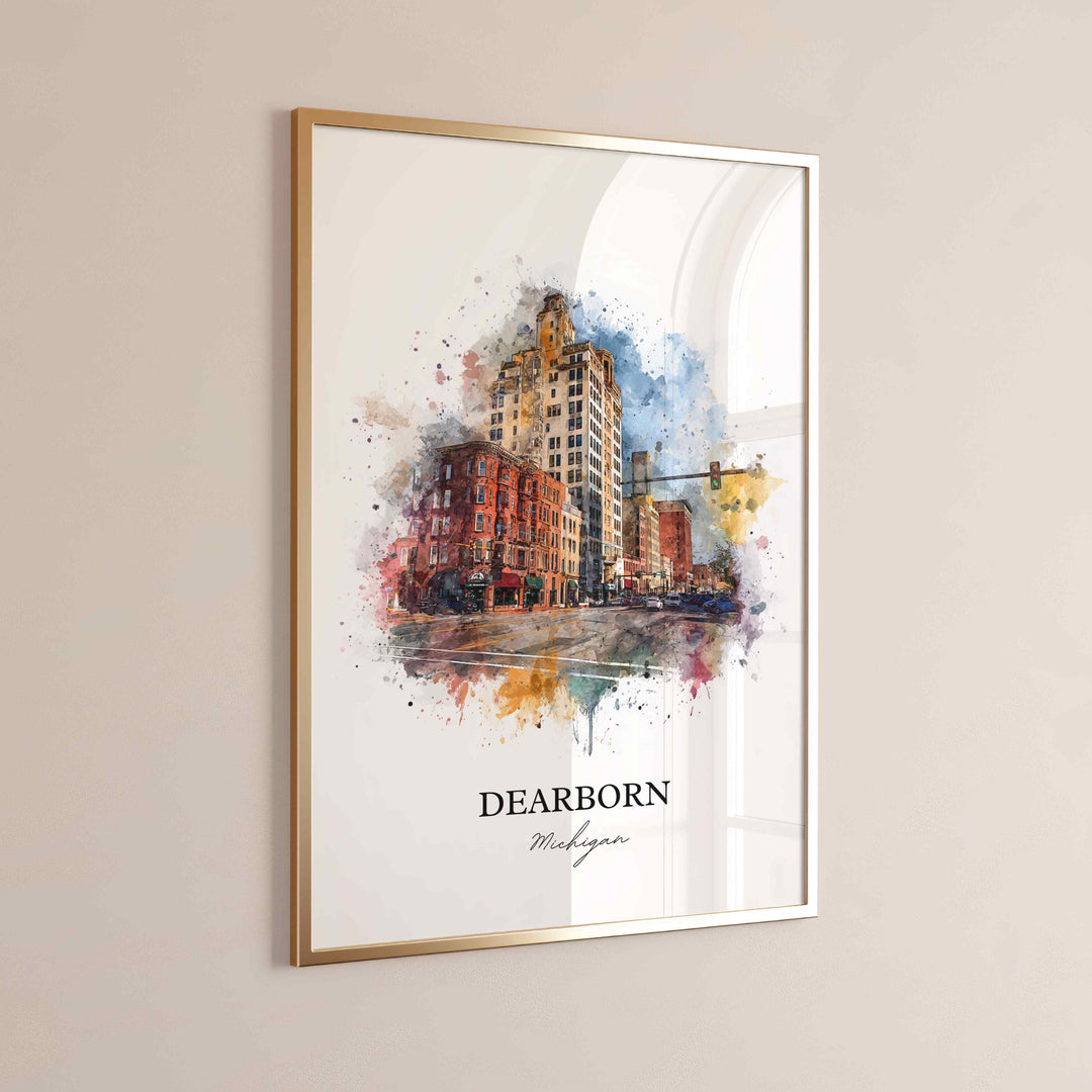 Dearborn, Michigan – Watercolor Art Print