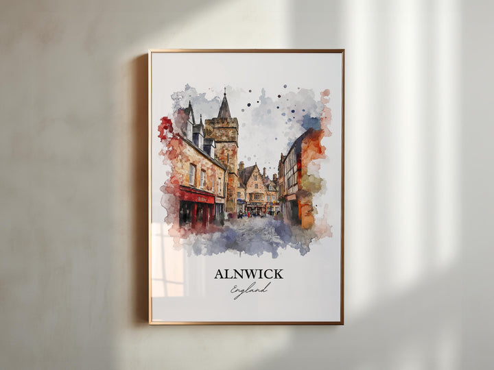 Alnwick Wall Art, Northumberland Print, England Watercolor Art, Alnwick England Gift, Travel Print, Travel Poster, Housewarming Gift