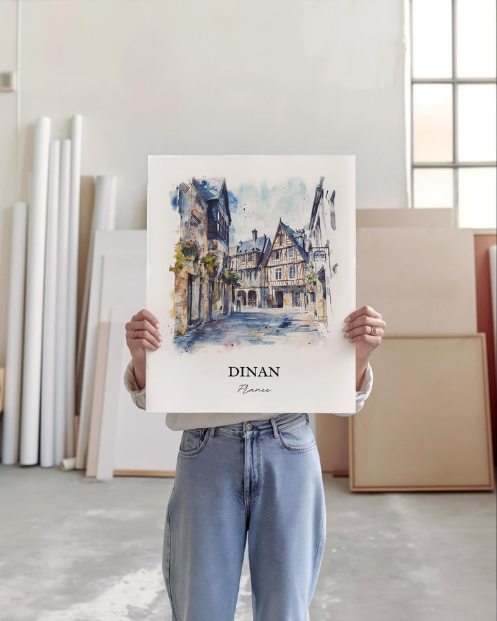 Dinan France Wall Art, Brittany France Print, France Watercolor Art, Dinan France Gift, Travel Print, Travel Poster, Housewarming Gift