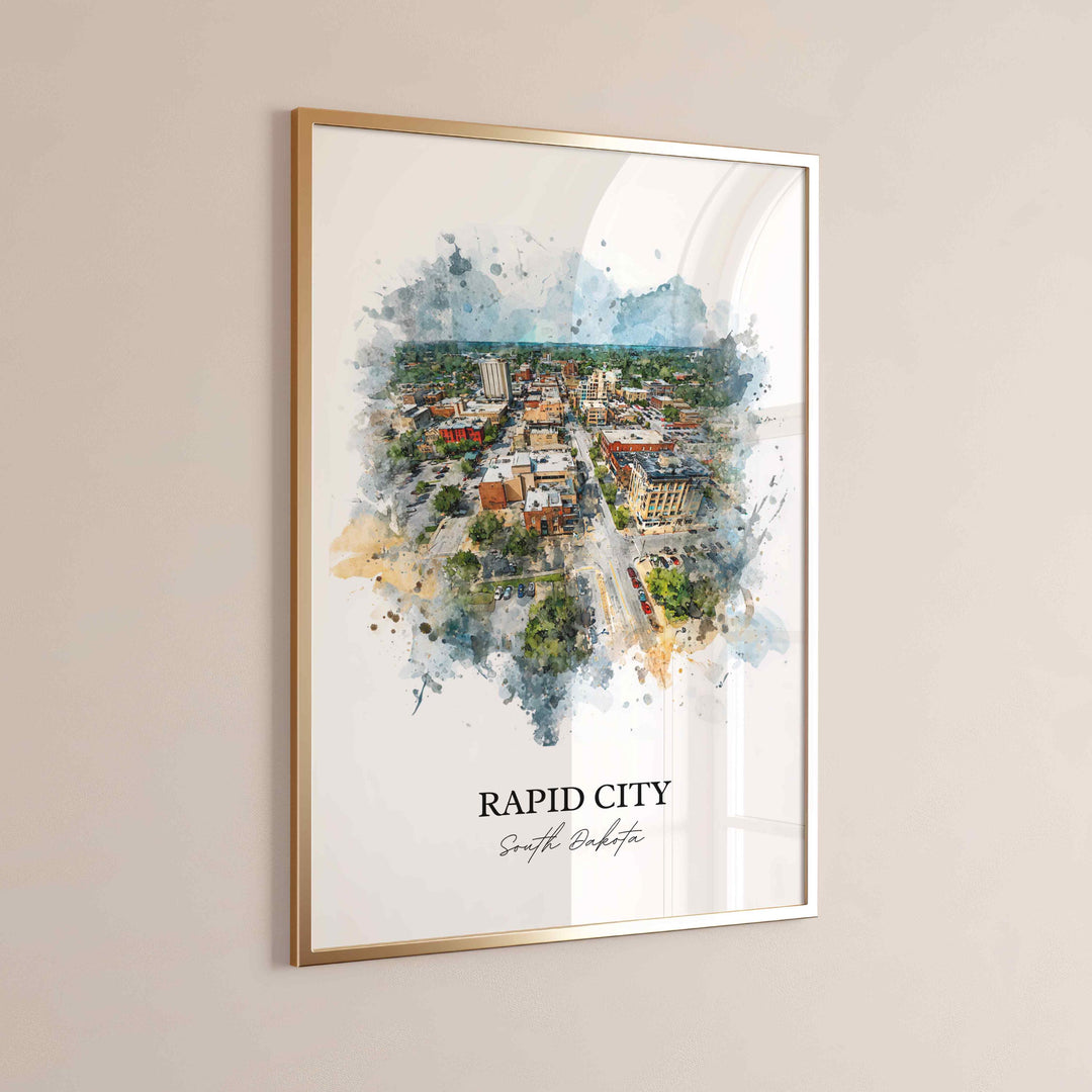 Rapid City, South Dakota – Watercolor Art Print