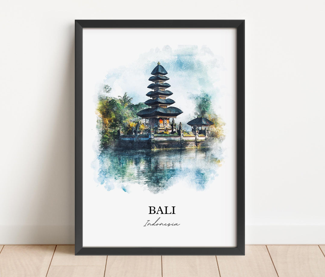 Bali Indonesia Wall Art, Bali Print, Indonesia Watercolor Art, Bali Indonesia Gift, Travel Print, Travel Poster, Housewarming Gift