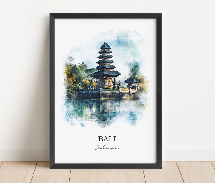 Bali Indonesia Wall Art, Bali Print, Indonesia Watercolor Art, Bali Indonesia Gift, Travel Print, Travel Poster, Housewarming Gift