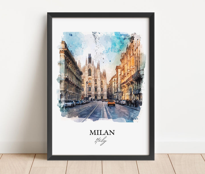 Milan Wall Art, Milan Italia Print, Italy Watercolor Art, Milan Italy Gift, Travel Print, Travel Poster, Housewarming Gift