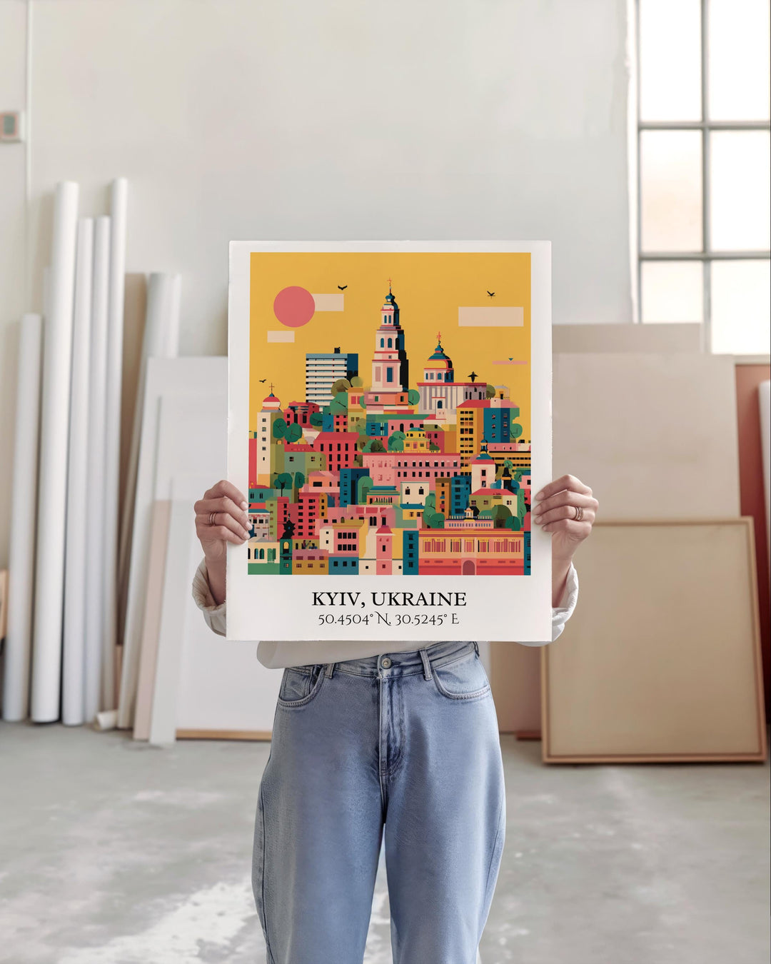 Kyiv Art, Kyiv Retro Travel Art, Kyiv Ukraine Home Decor, Ukraine Gift, Ukraine Travel Art, Travel Prints, Housewarming Gift