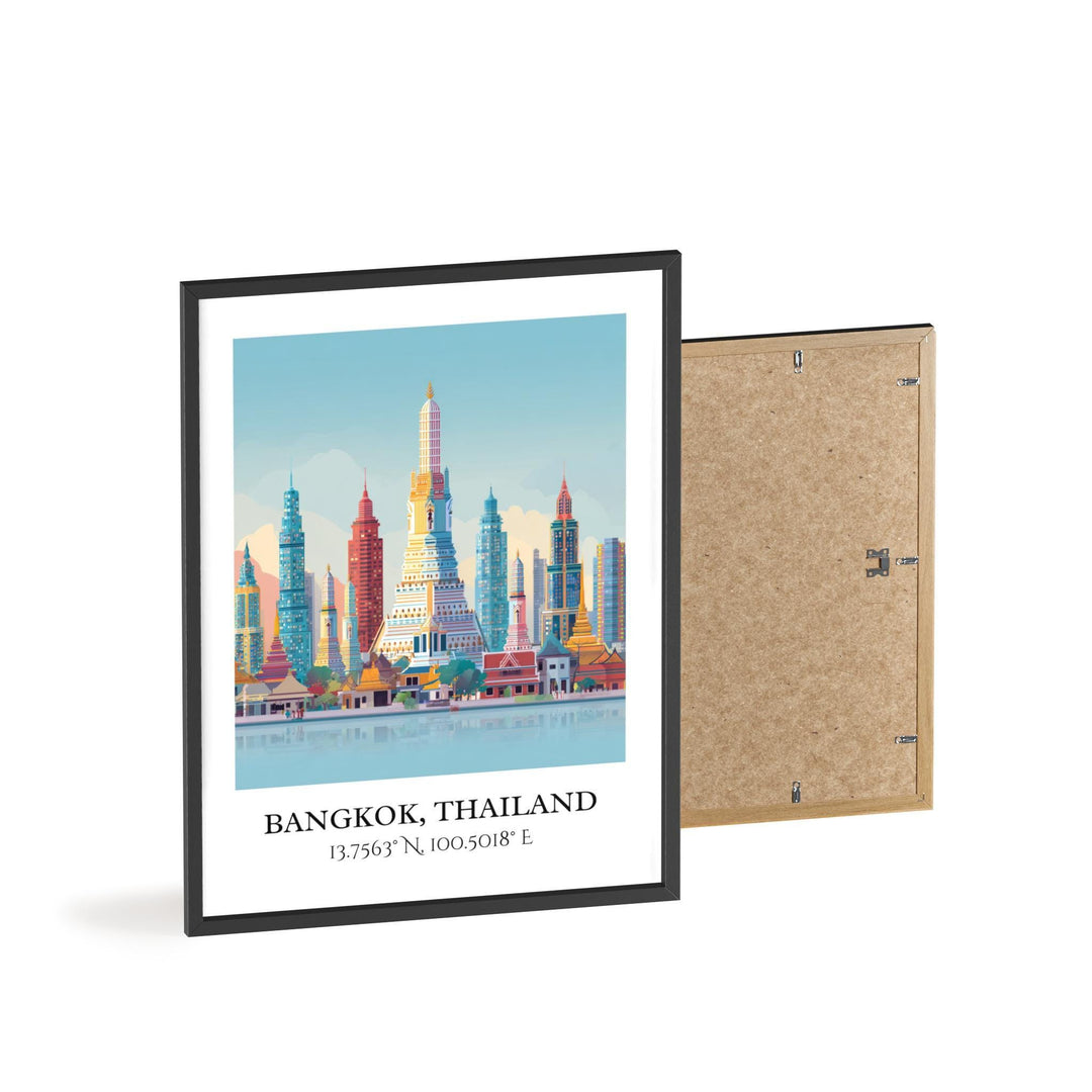 Bangkok Art, Bangkok Retro Travel Art, Bangkok Home Decor, Bangkok Gift, Thailand Travel Art, HK China Print, Housewarming Gift