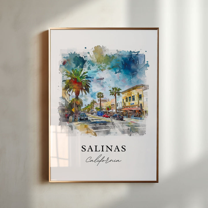 Salinas California Art, Salinas CA Print, Monterey County Watercolor, Salinas Cali Gift,