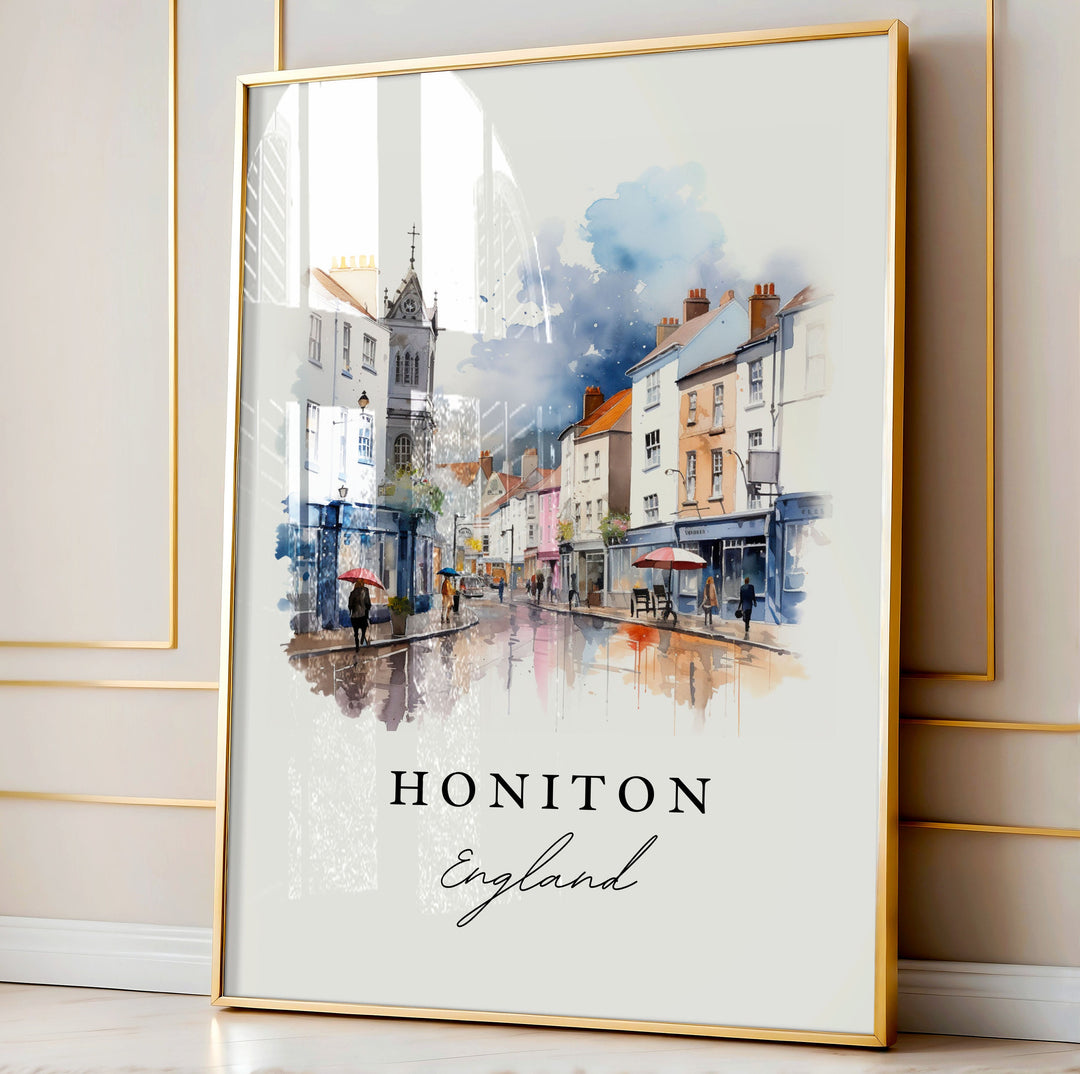 Honiton Wall Art, Honiton England Print, Honiton Watercolor Art, Honiton UK Gift,