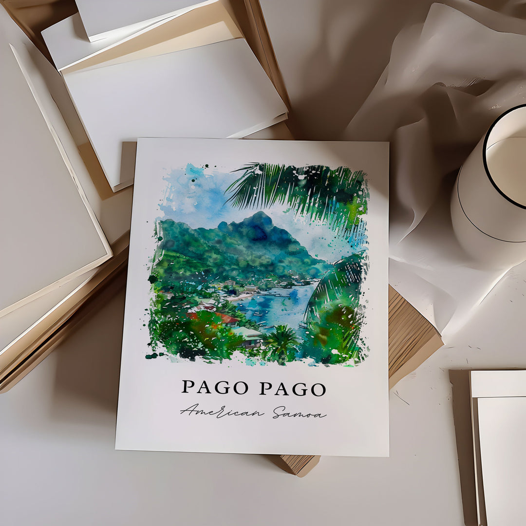 Pago Pago Wall Art, Pago Pago Print, Pago Pago Watercolor, Pago Pago Papua New Guinea Gift,