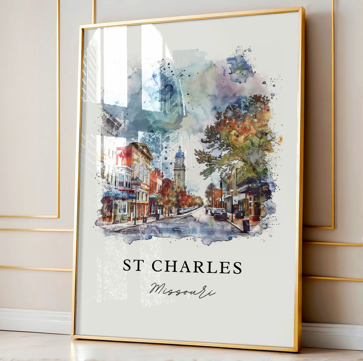 St Charles Missouri Wall Art, Saint Charles MO Print, St Charles Watercolor, Amsterdam Gift,