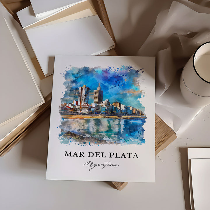 Mar del Plata Art, Mar del Plata Argentina Print, Punta Mogotes Watercolor, Argentina Gift,