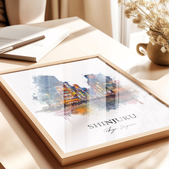 Shinjuku Wall Art, Shinjuku Print, Shinjuku Japan Watercolor Art, Shinjuku Japan Gift, Japan Travel Print, Travel Poster, Housewarming Gift