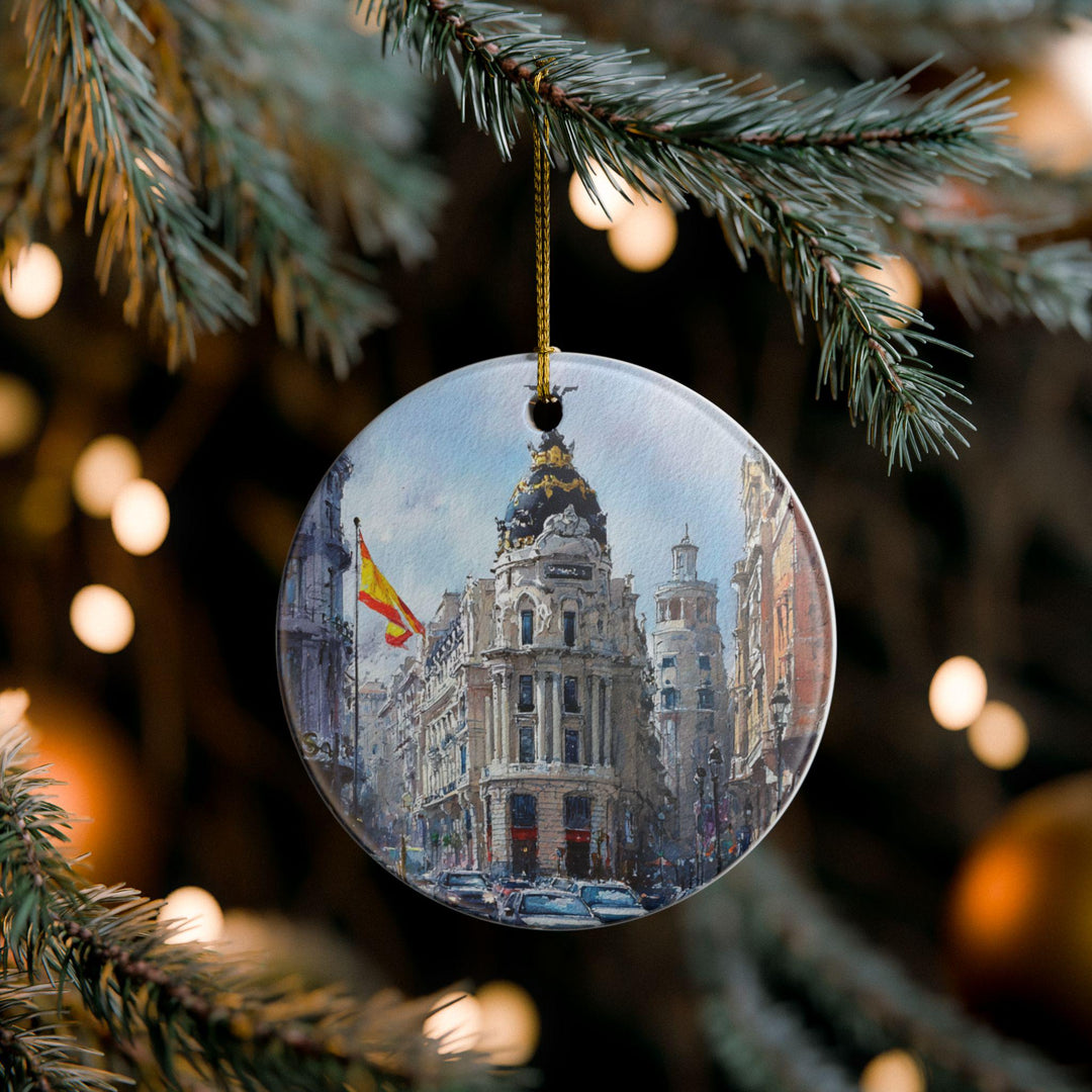 Madrid Spain Ornament: Unique Madrid Souvenir, Madrid Xmas Decor, and Authentic Madrid Skyline Gift