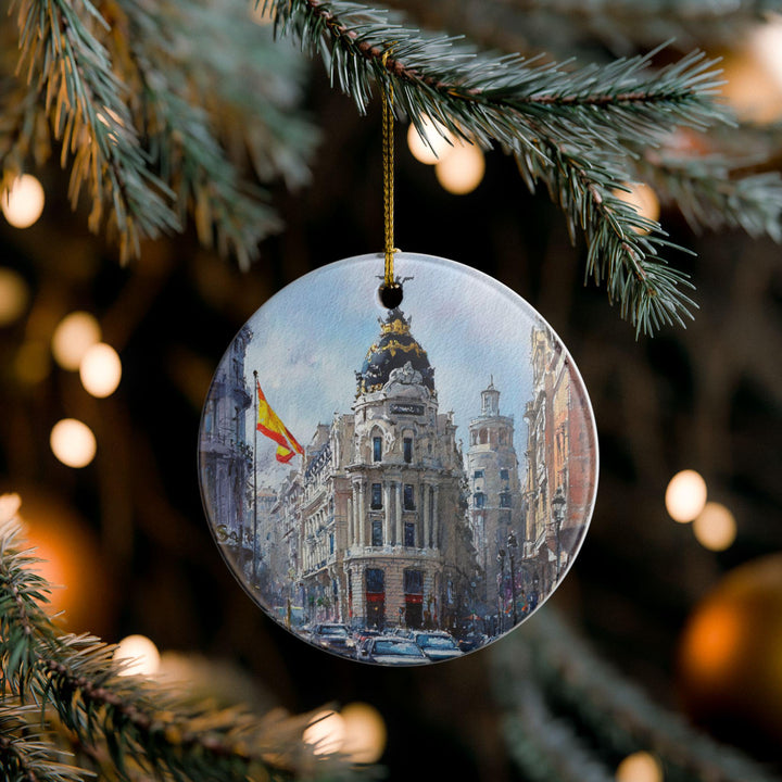 Madrid Spain Ornament: Unique Madrid Souvenir, Madrid Xmas Decor, and Authentic Madrid Skyline Gift