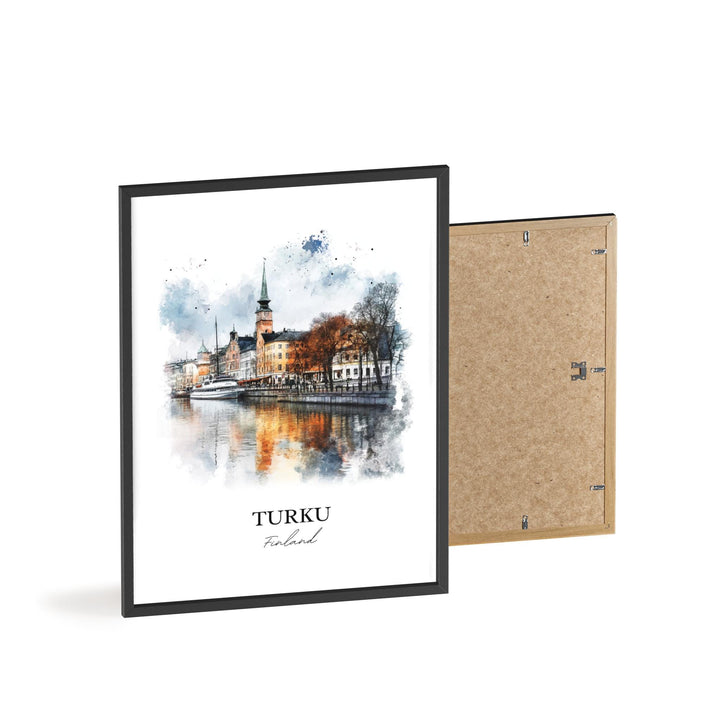Turku Wall Art, Turku Print, Finland Watercolor Art, Turku Finland Gift, Aura River Travel Print, Travel Poster, Housewarming Gift