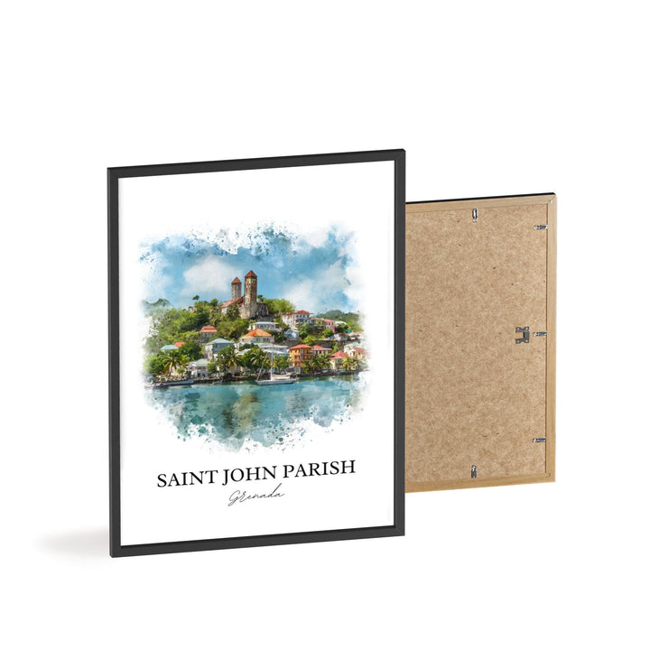 Saint John Parish Wall Art, Grenada Print, Grenada Watercolor, Grenada Gift, Grenada Travel Print, Travel Poster, Housewarming Gift