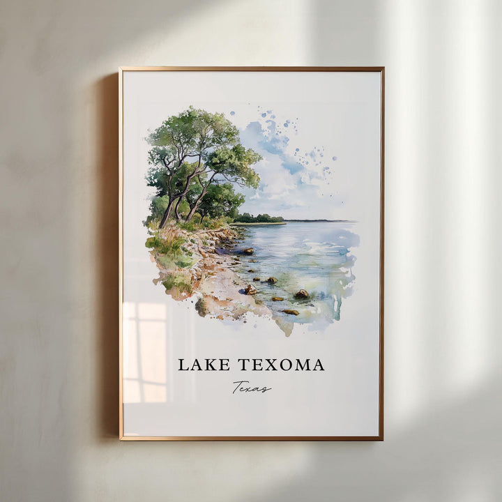 Lake Texoma Wall Art, Lake Texoma Print, Lake Texoma Watercolor Art, Denison Texas Gift, Travel Poster, Housewarming Gift