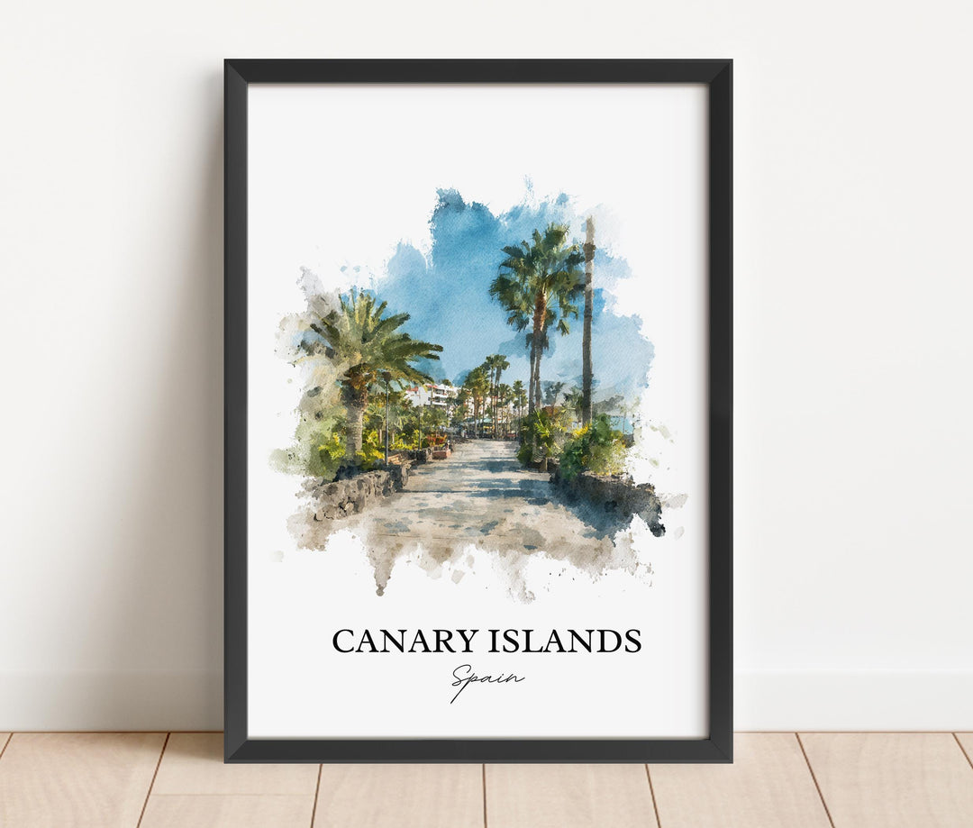 Canary Islands Wall Art, Canaries Print, Spain Watercolor Art, Canary Islands Gift, Canary Island Print, Travel Poster, Housewarming Gift