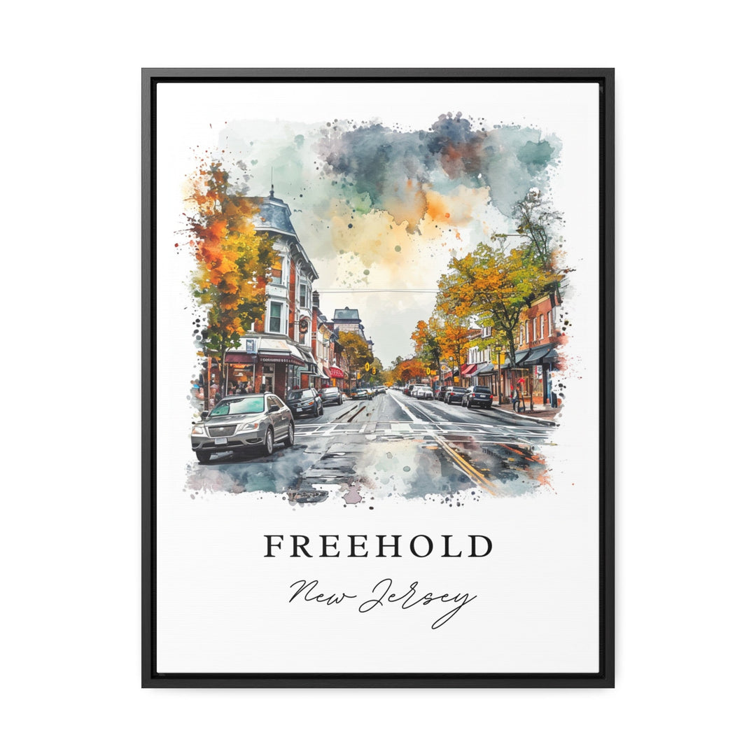 Freehold NJ watercolor art - New Jersey, Freehold print, Monmouth County Wedding gift, Birthday present, Custom Text, Perfect Gift