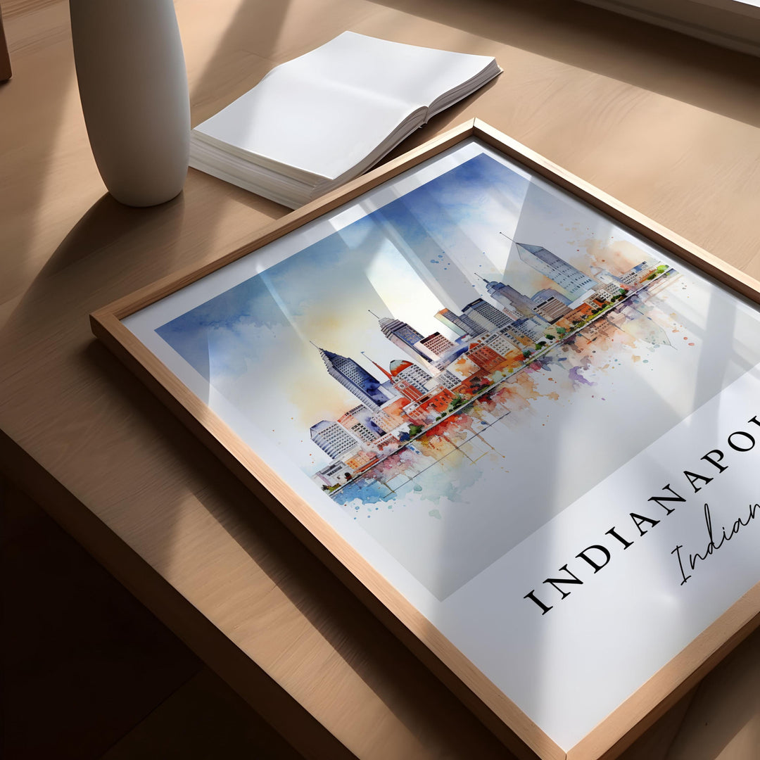 Indianapolis wall art - Indiana, Indianapolis poster, Indianapolis Wedding gift, Indianapolis cityscape, Custom Text, Personalized Gift