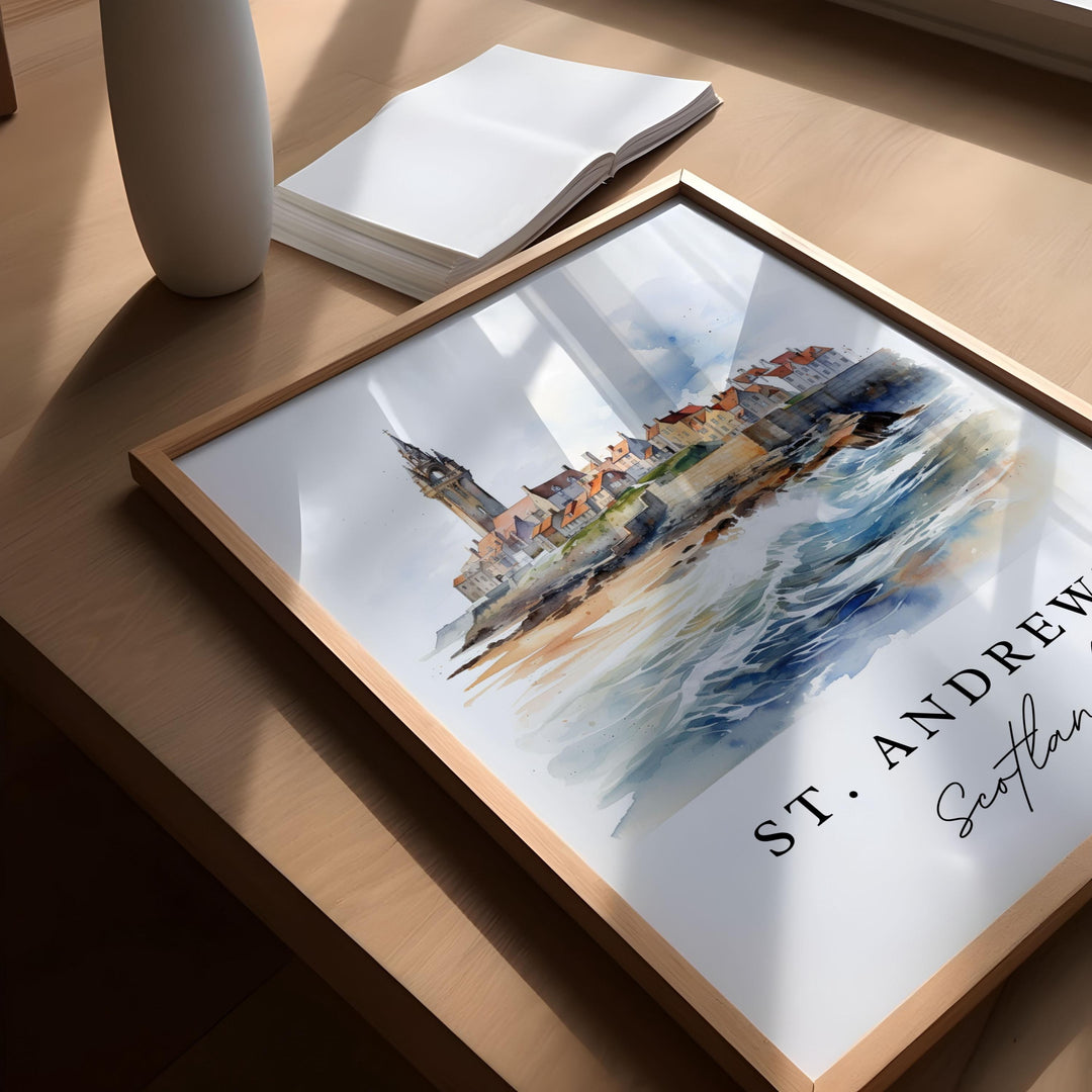 St Andrews Scotland wall art - Scotland, St. Andrew's poster print, Scotland Wedding gift, Birthday present, Custom Text, Perfect Gift