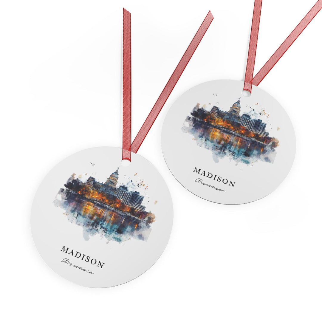 Madison WI Ornament: Unique Madison Souvenir, Madison Wisconsin Xmas Decor, and Authentic Madison WI Gift