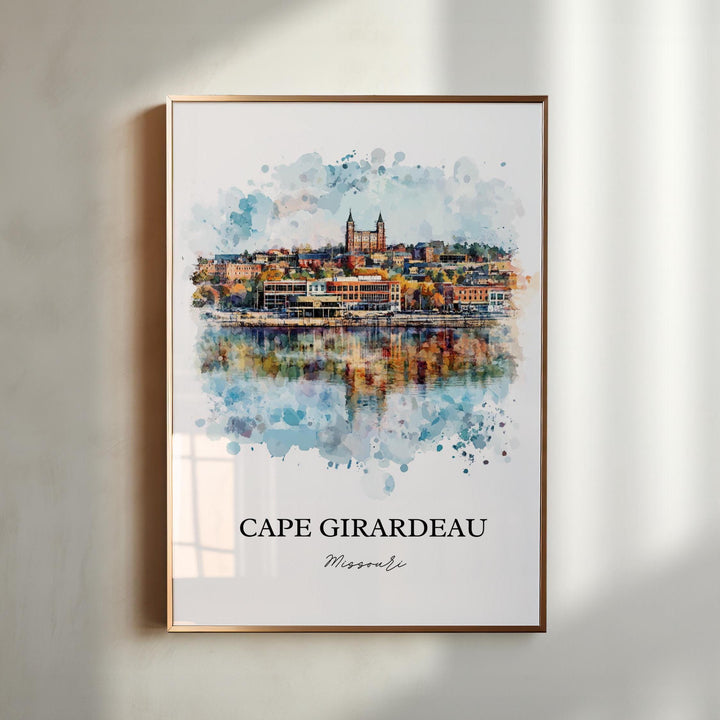 Cape Girardeau Wall Art, Scott County MO Print, Missouri Watercolor Art, Cape Girardeau Gift, Travel Print, Travel Poster, Housewarming Gift