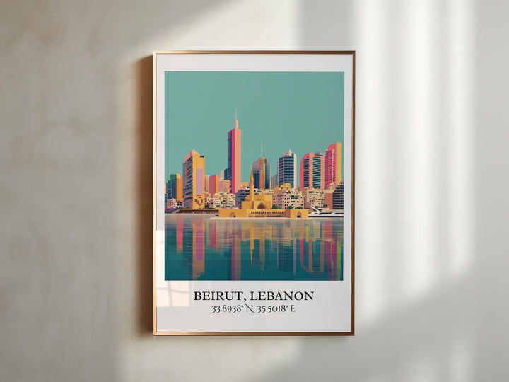Beirut Lebanon Art, Beirut Retro Travel Art, Beirut Home Decor, Beirut Gift, Lebanon Travel Art, Travel Prints, Housewarming Gift
