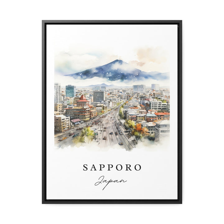 Sapporo traditional travel art - Japan, Sapporo poster, Wedding gift, Birthday present, Custom Text, Personalized Gift