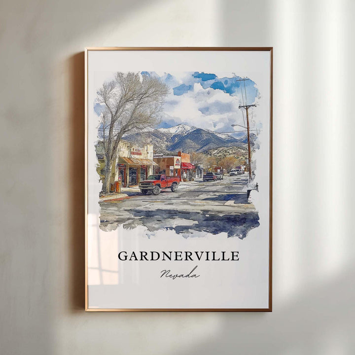 Gardnerville NV Wall Art, Gardnerville Print, Nevada Watercolor, Douglas County Nevada Gift, Travel Print, Travel Poster, Housewarming Gift
