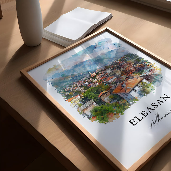 Elbasan Albania Wall Art, Elbasan Albania Print, Elbasan Watercolor, Elbasan Albania Gift,