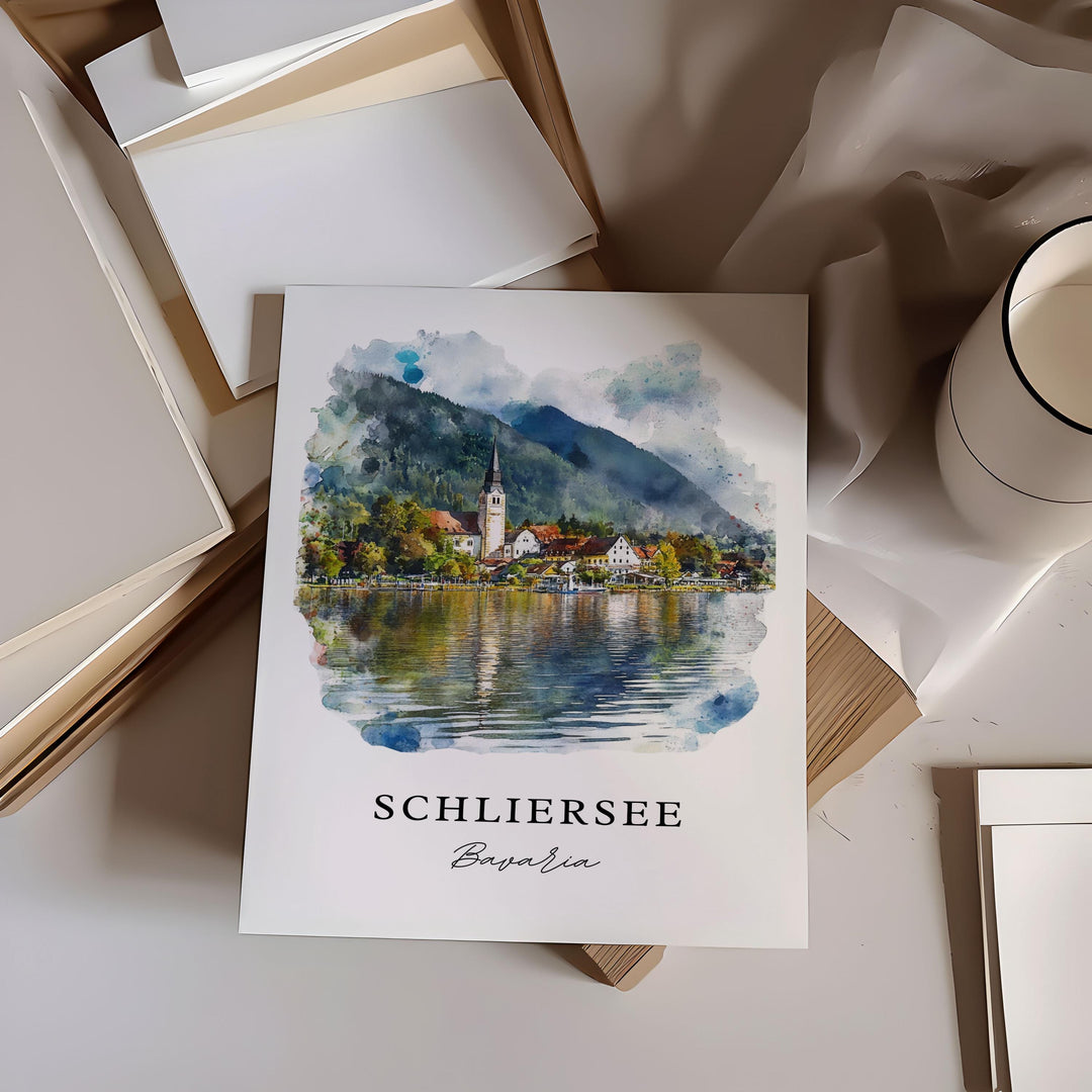 Schliersee Wall Art, Bavaria Region Print, Schliersee Watercolor Art, Bavaria Germany Gift,