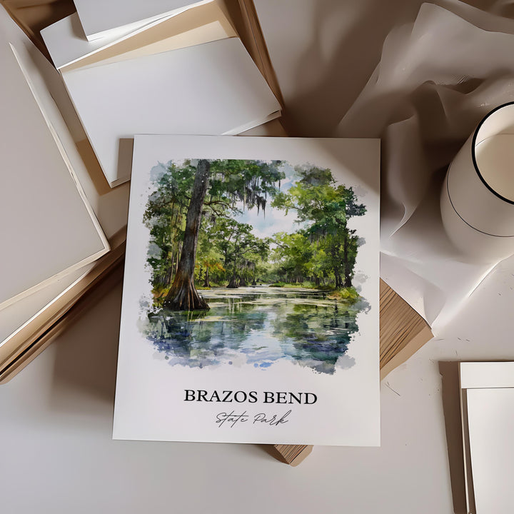 Brazos Bend State Park Art, Fort Bend County TX Print, Texas Artwork, Brazos Bend Gift, Travel Print, Travel Poster, Housewarming Gift