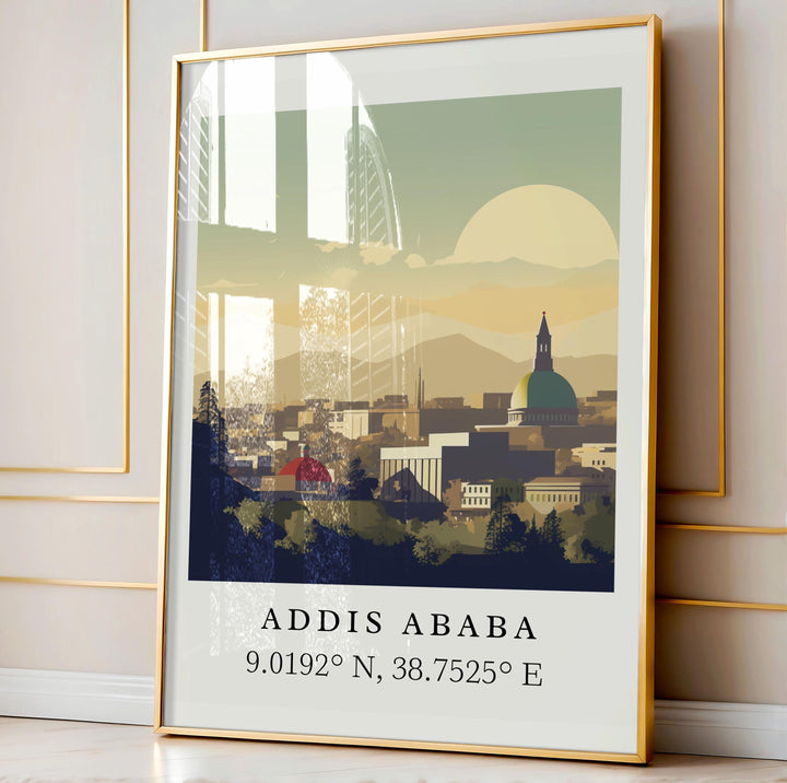 Addis Ababa Wall Art - Ethiopia Coordinates Print