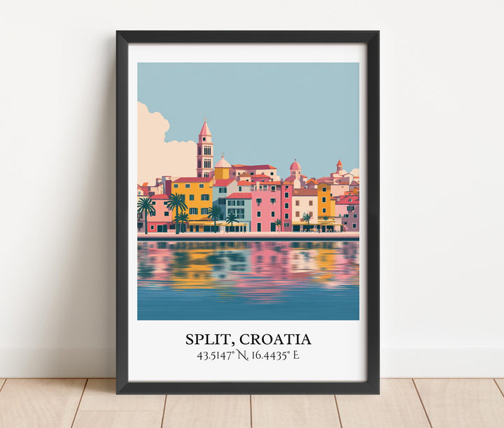 Split Croatia Art, Split Retro Travel Art, Croatia Home Decor, Split Croatia Gift, Croatian Travel Art, Travel Prints, Housewarming Gift
