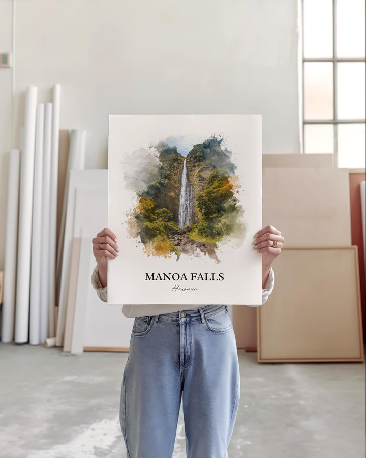 Manoa Falls Wall Art, Manoa Falls Print, Hawaii Watercolor Art, Manoa Falls Gift, Travel Print, Travel Poster, Housewarming Gift
