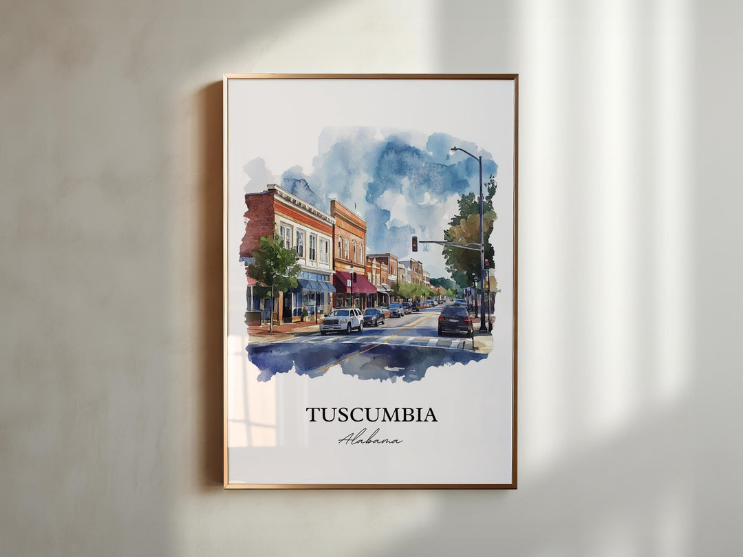 Tuscumbia AL Wall Art, Colbert County AL Print, Alabama Watercolor Art, Tuscumbia Gift, Travel Print, Travel Poster, Housewarming Gift