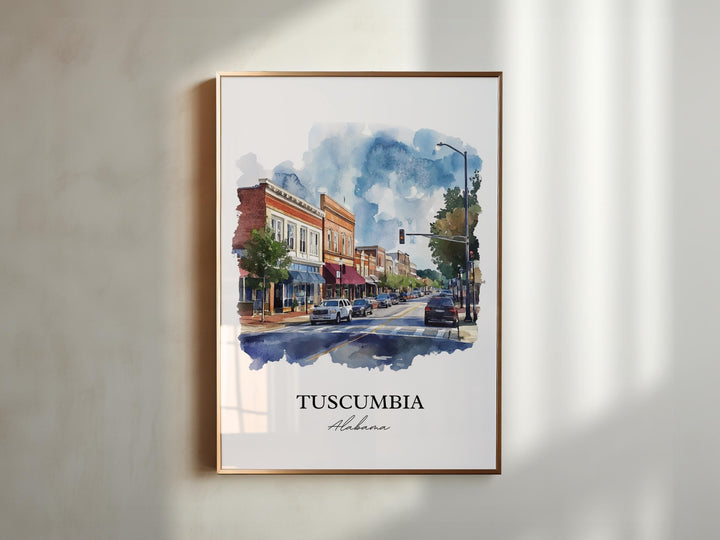 Tuscumbia AL Wall Art, Colbert County AL Print, Alabama Watercolor Art, Tuscumbia Gift, Travel Print, Travel Poster, Housewarming Gift