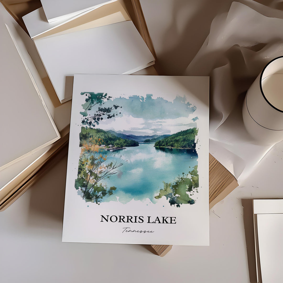 Norris Lake, Tennessee, USA – Watercolor Art Print