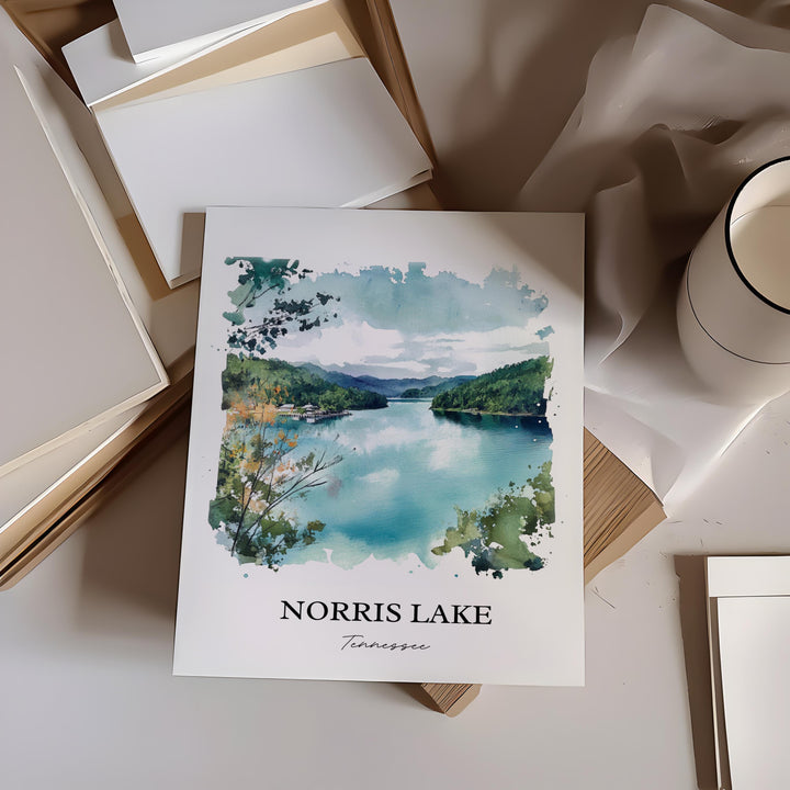 Norris Lake, Tennessee, USA – Watercolor Art Print