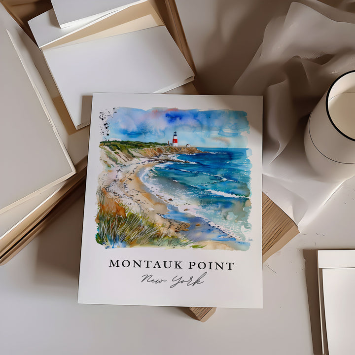 Montauk Point Art Print, Montauk Print, Long Island Wall Art, Montauk Beach Gift, Travel Print, Travel Gift, Housewarming Gift