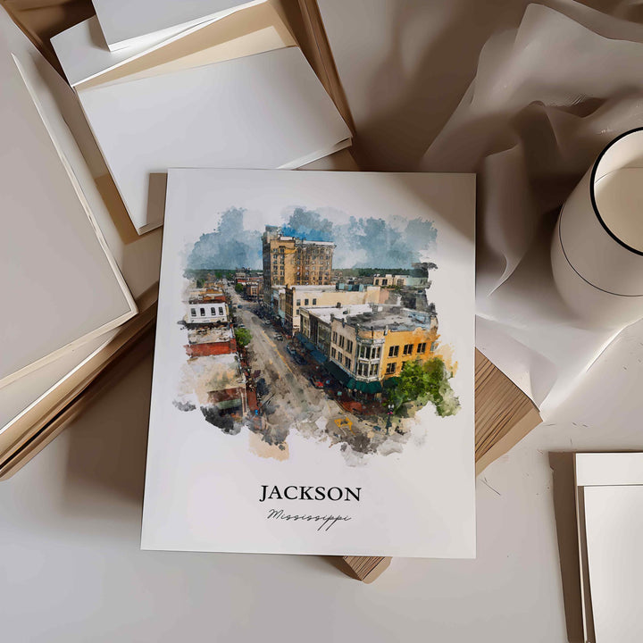 Jackson, Mississippi – Watercolor Art Print