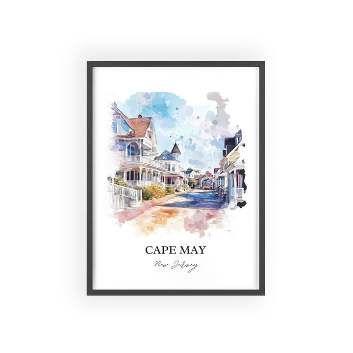 Cape May NJ Wall Art, Cape May Print, Jersey Shore Watercolor Art, Cape May Gift, Travel Print, Travel Poster, Housewarming Gift