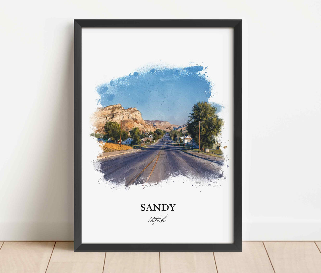 Sandy, Utah Wall Art, Sandy Print, Utah Watercolor Art, Salt Lake City Gift, Travel Print, Travel Poster, Housewarming Gift